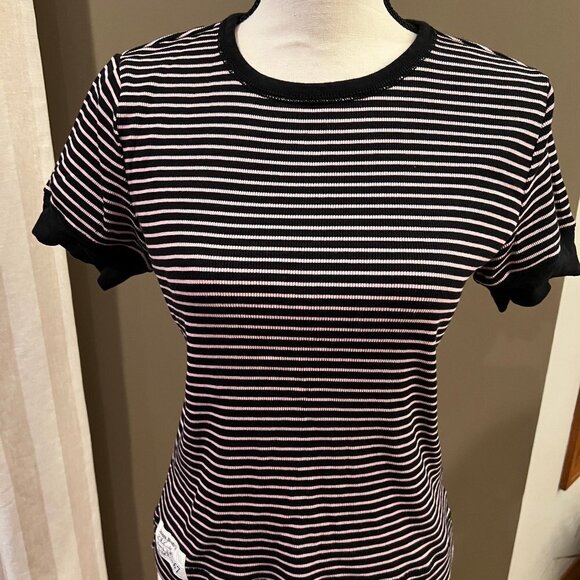 Lauren Ralph Lauren Tops - Lauren Jeans Black & Pink Striped Top, Size Medium